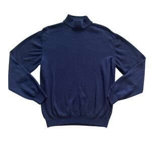 Bachrach 100% Merino Wool Mens Sweater Sz S Med Navy Blue Preppy Thin Soft